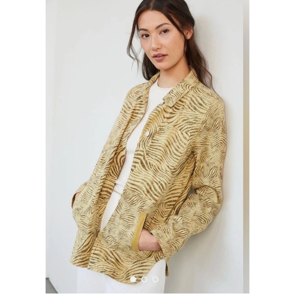 Pilcro Zebra Print Cotton Canvas Utility Jacket Tan Brown XL NEW pockets Shacket